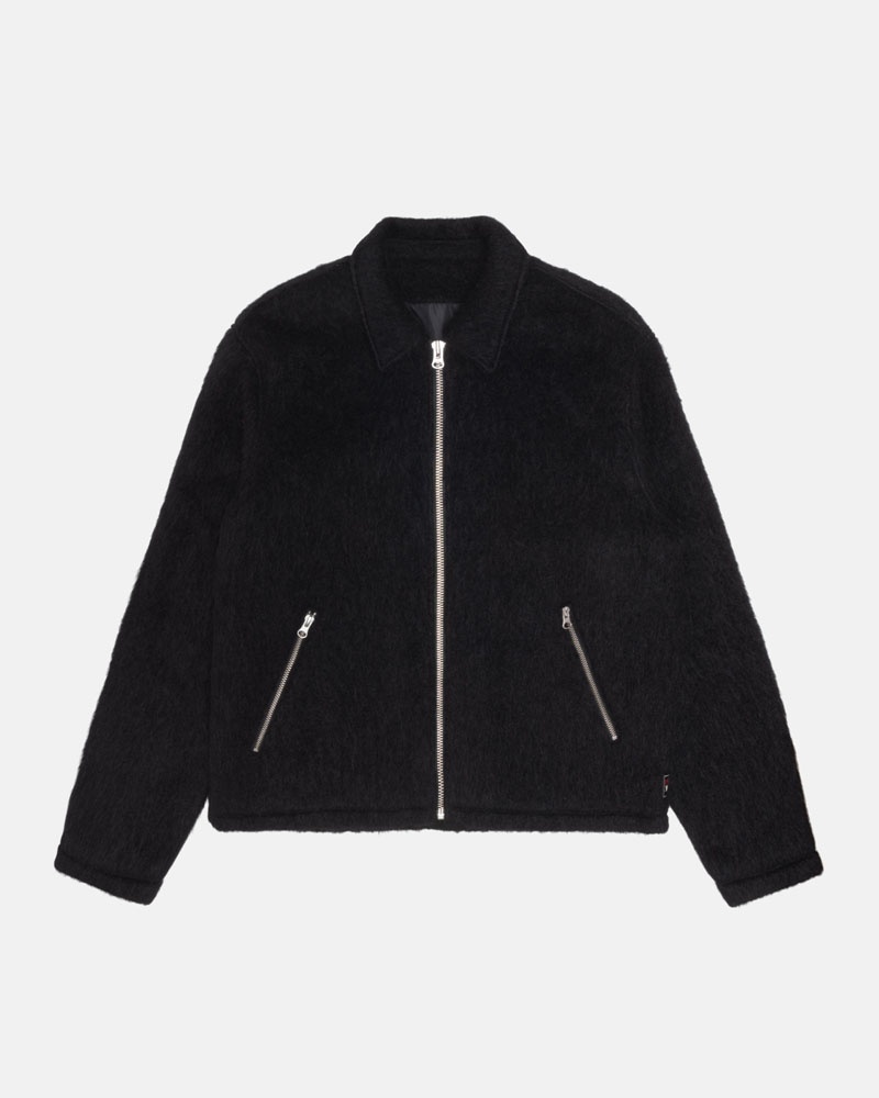 Black Stüssy Mohair Club Jacket | USA JBFDPS803