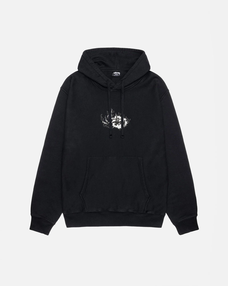 Black Stüssy Mosaic Dragon Pigment Dyed Hoodie | USA VNPTWX906