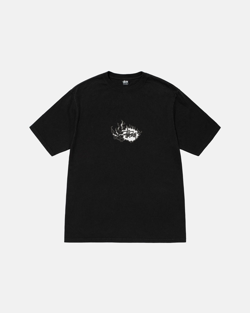 Black Stüssy Mosaic Dragon Pigment Dyed T-Shirts | USA ONPCUI821