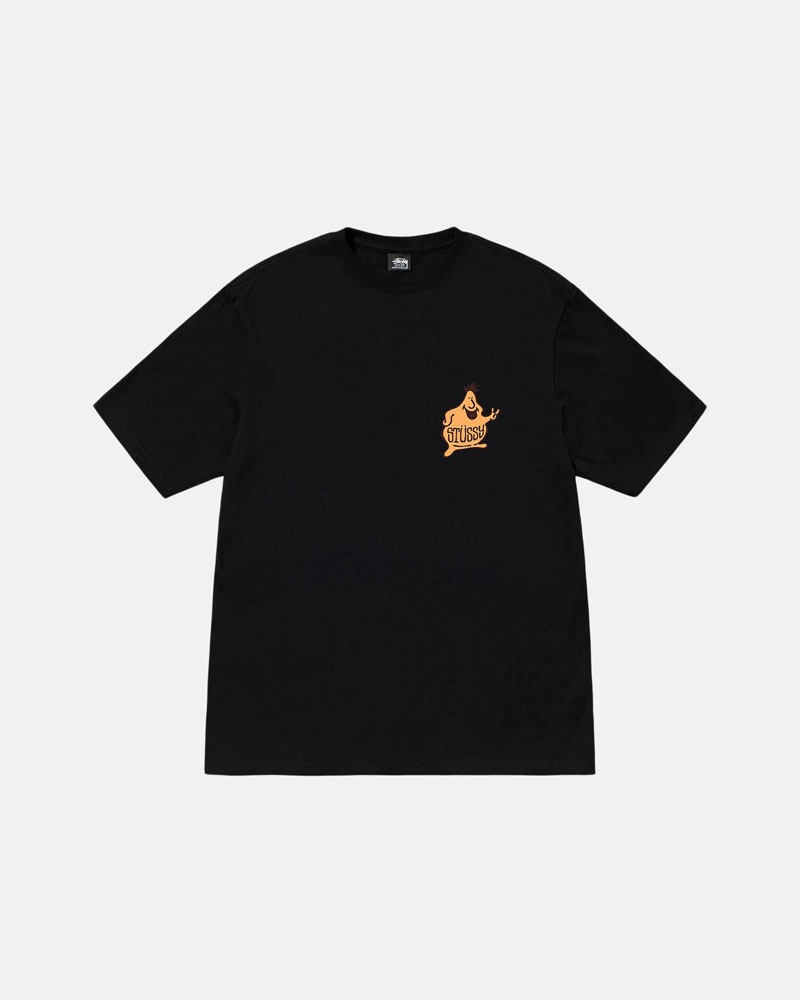 Black Stüssy Mr. Blob Spiral T-Shirts | USA ZPAUNR978