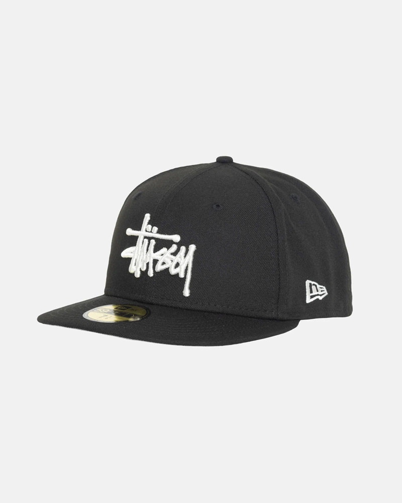 Black Stüssy New Era 59Fifty Authentic Caps | USA WHXGKM609