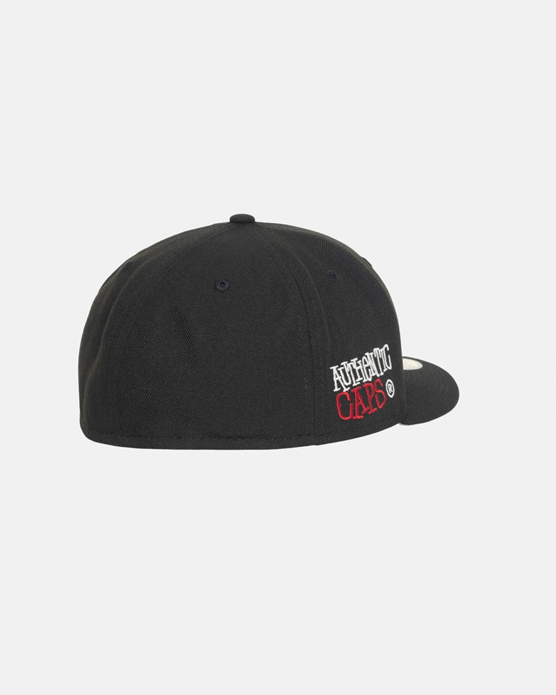 Black Stüssy New Era 59Fifty Authentic Caps | USA WHXGKM609