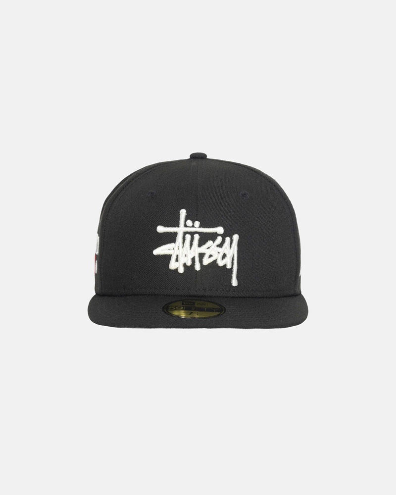 Black Stüssy New Era 59Fifty Authentic Caps | USA WHXGKM609