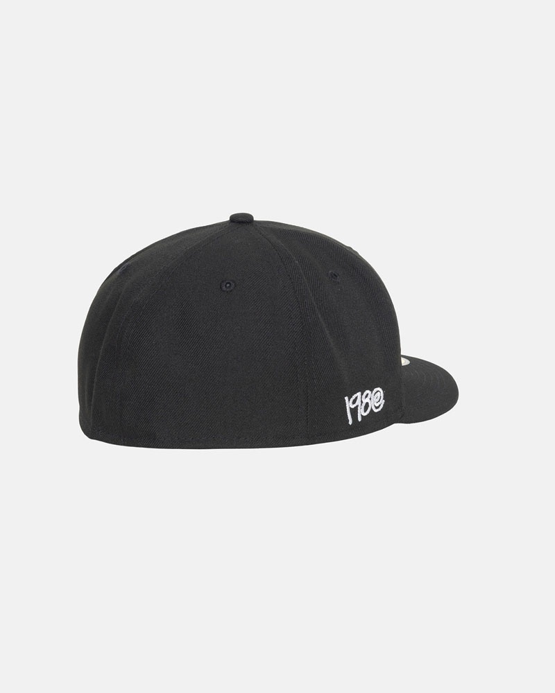 Black Stüssy New Era 59Fifty Curly S Caps | USA GFDRMY952