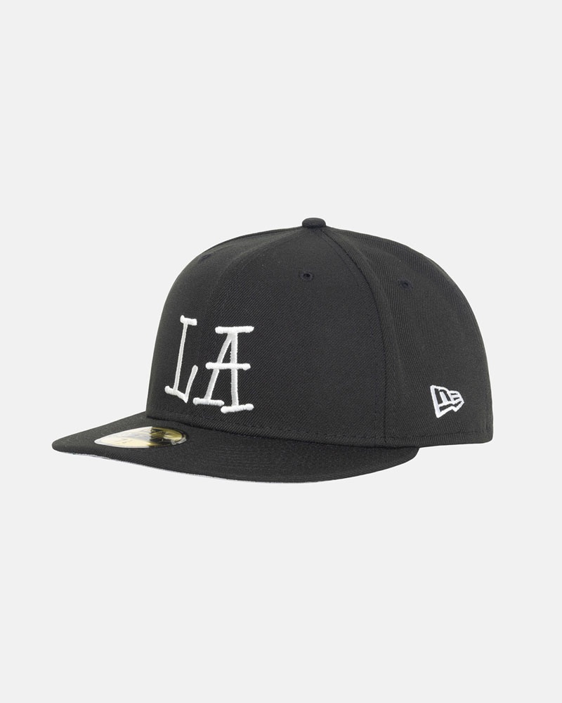 Black Stüssy New Era 59Fifty LA Caps | USA CDJNSQ261