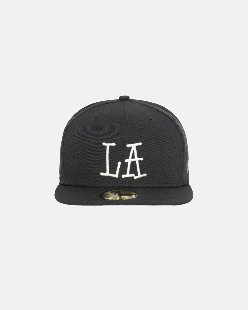 Black Stüssy New Era 59Fifty LA Caps | USA CDJNSQ261