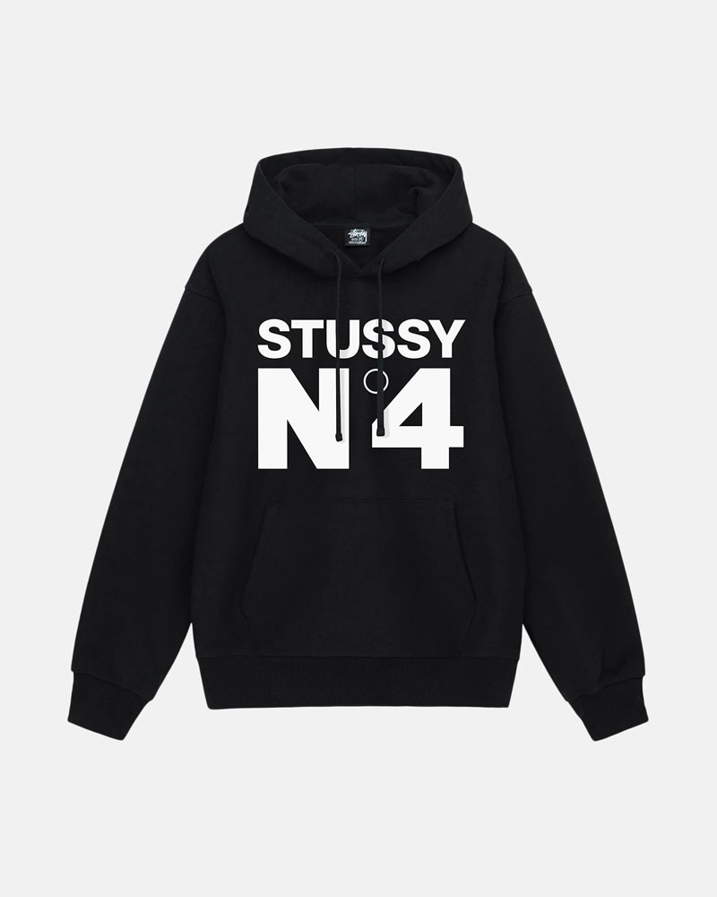 Black Stüssy No.4 Hoodie | USA XCIASJ503