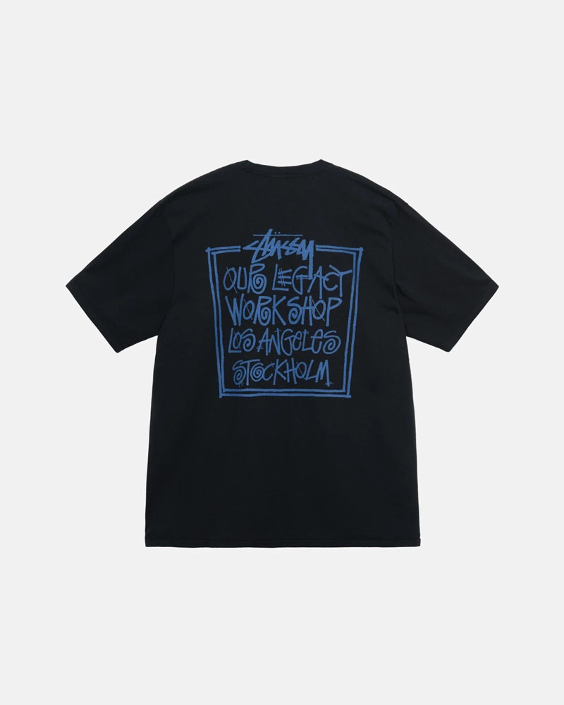 Black Stüssy Our Legacy Frame Pigment Dyed T-Shirts | USA KPLIAD974