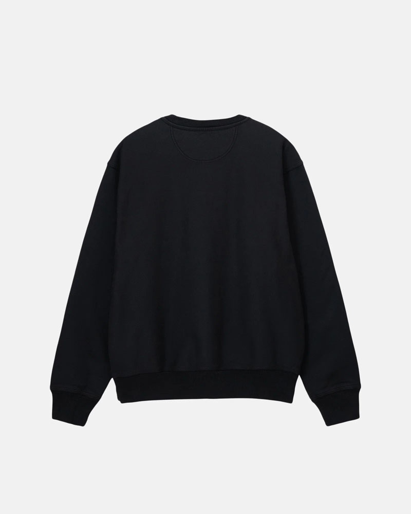 Black Stüssy Overdyed Stock Logo Crew Sweatshirt | USA DAKGSX638