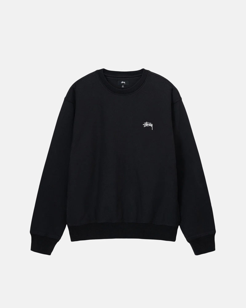 Black Stüssy Overdyed Stock Logo Crew Sweatshirt | USA DAKGSX638