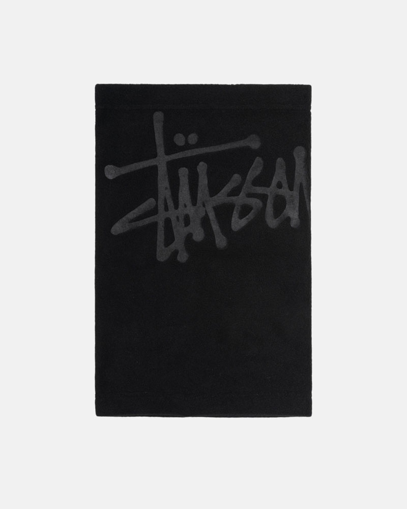 Black Stüssy Polar Fleece Neck Warmer Scarf | USA EGBQVZ246