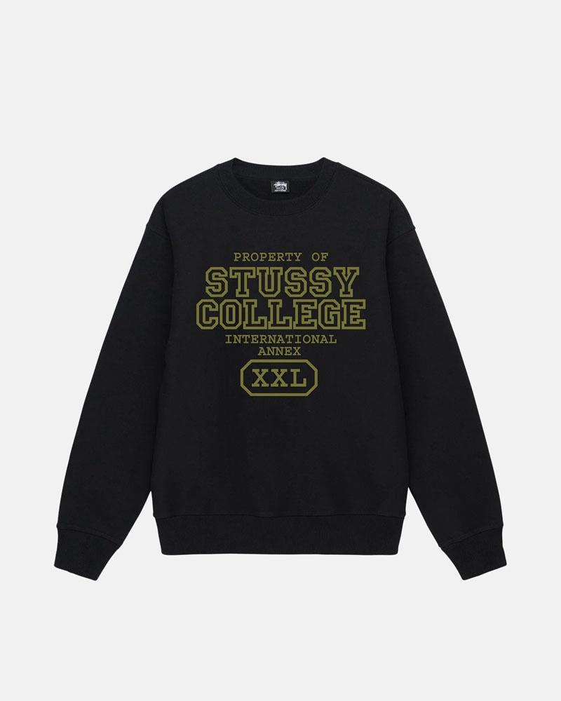 Black Stüssy Property Of Crew Sweatshirt | USA SCTJMH825