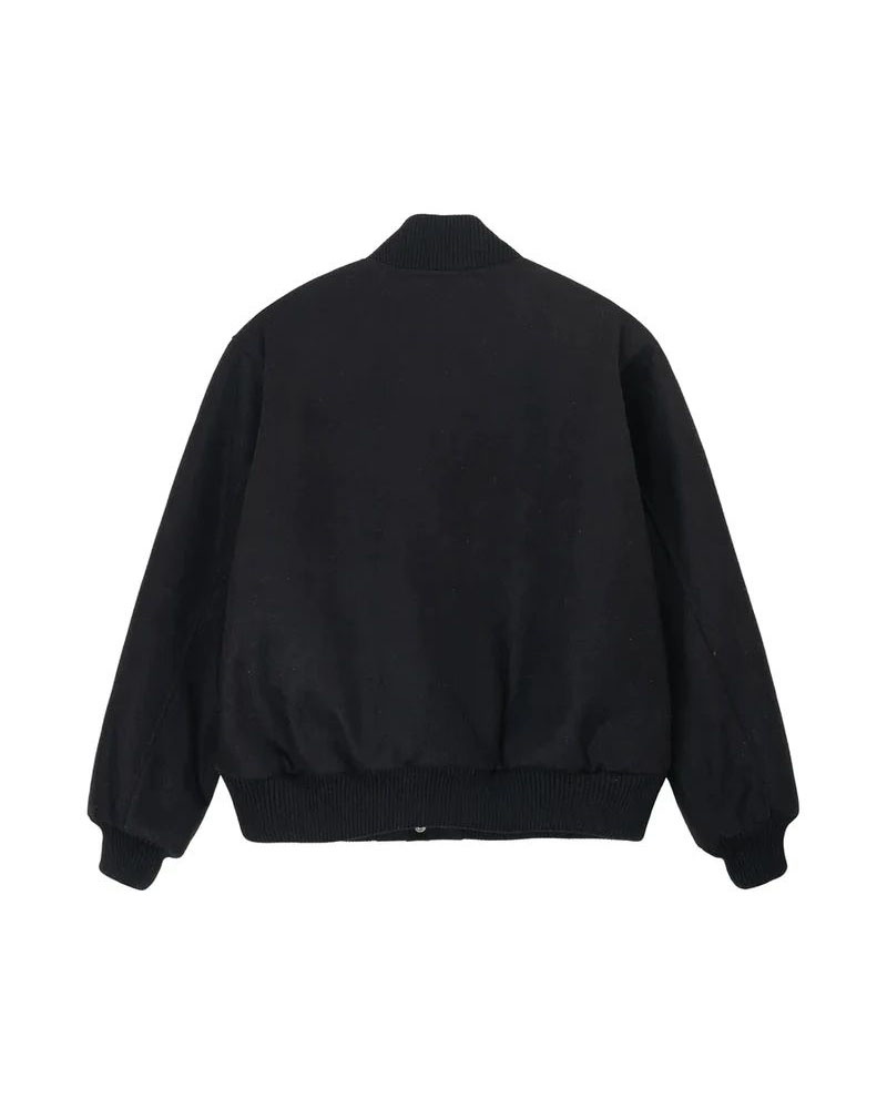 Black Stüssy SS-Link Varsity Jacket | USA BVZIRP820