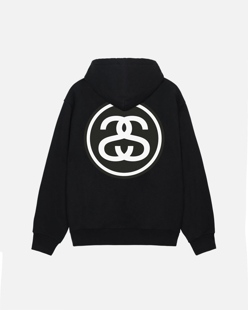 Black Stüssy SS-Link Zip Hoodie | USA ABFZQR012