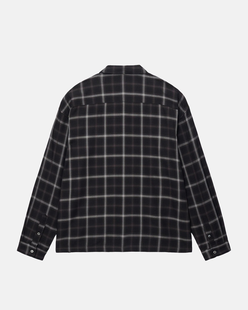 Black Stüssy Shadow Plaid Rayon Shirts | USA PFUSXT982