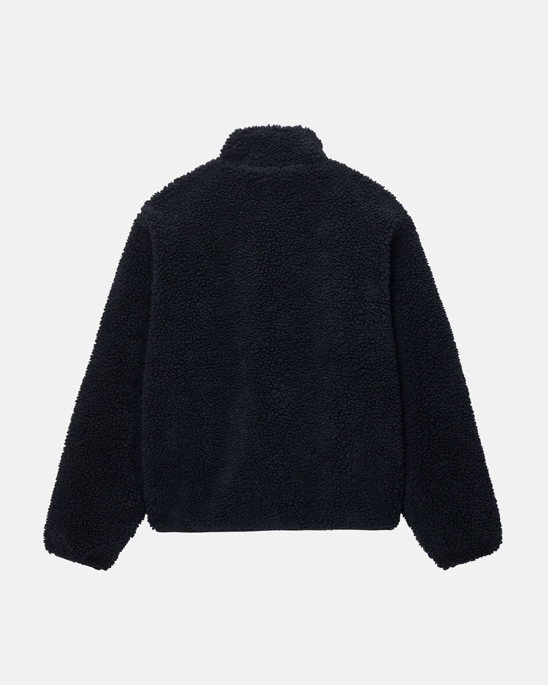 Black Stüssy Sherpa Reversible Jacket | USA MELAQD169