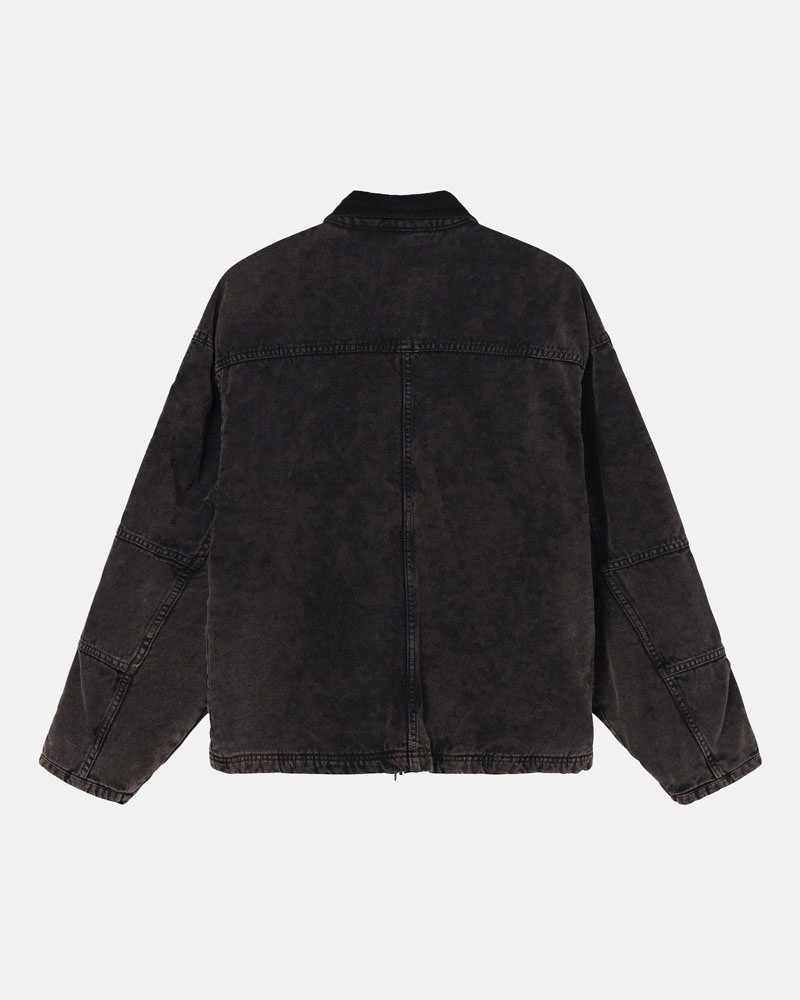 Black Stüssy Shop Washed Canvas Jacket | USA DPRMZY587