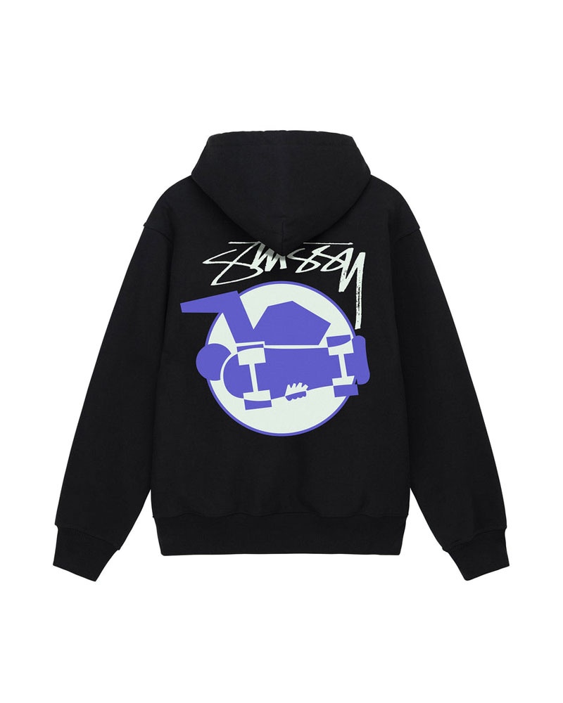 Black Stüssy Skateman Hoodie | USA WNAUFT962