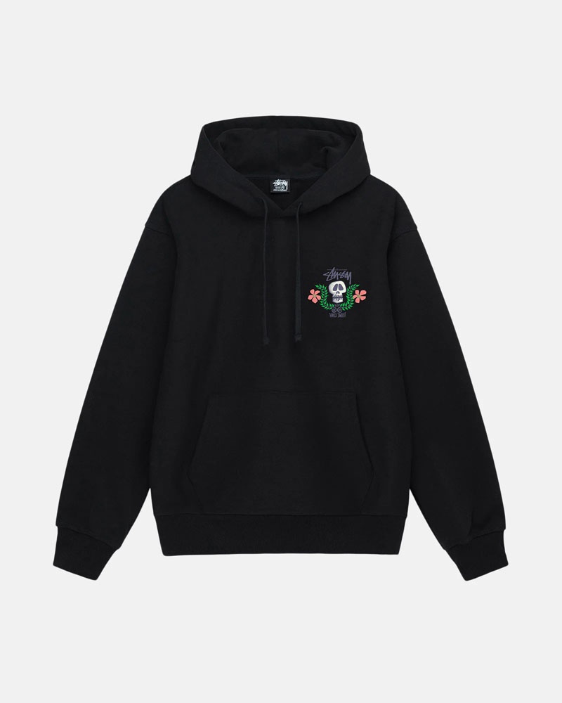 Black Stüssy Skull Crest Hoodie | USA JFDSGL798