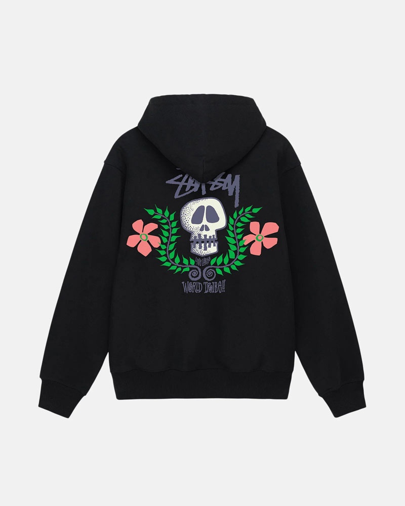 Black Stüssy Skull Crest Hoodie | USA JFDSGL798