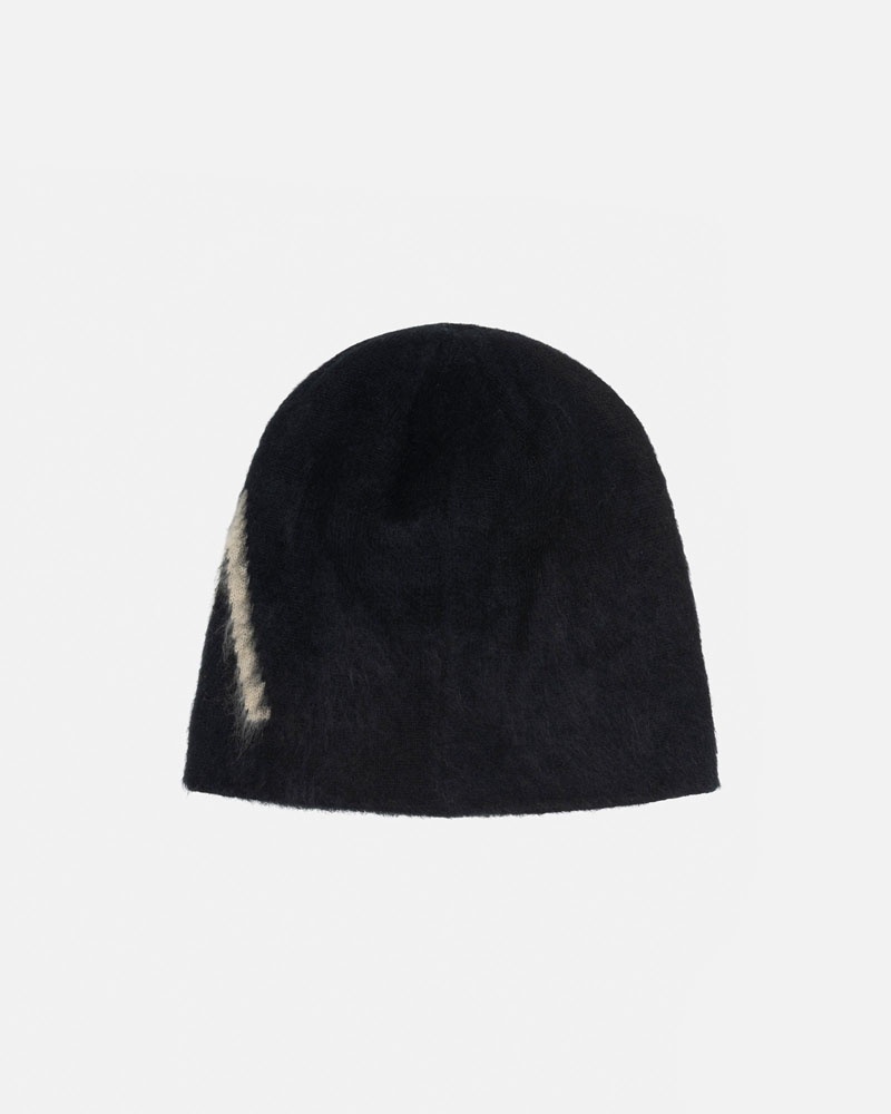 Black Stüssy Skullcap Brushed Out Stock Beanie | USA KMSBIR589