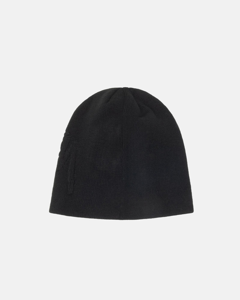 Black Stüssy Skullcap Embossed Smooth Stock Beanie | USA RUHQZX984