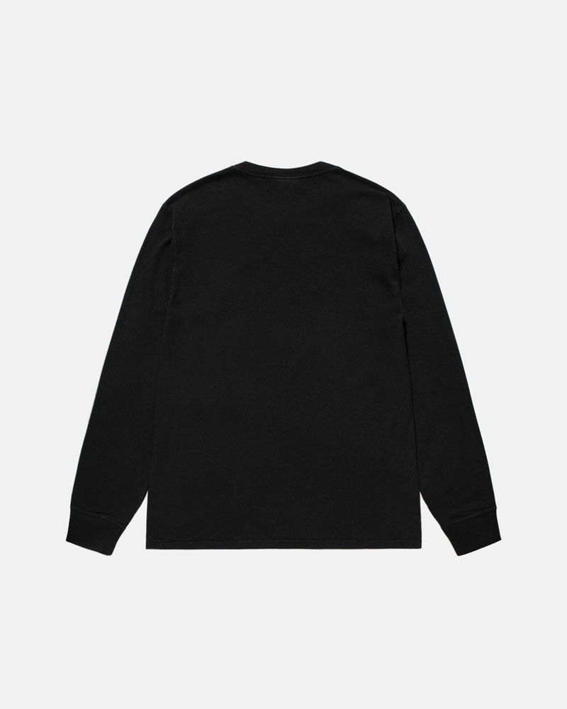 Black Stüssy Small Stock LS Pigment Dyed T-Shirts | USA XREWZY597