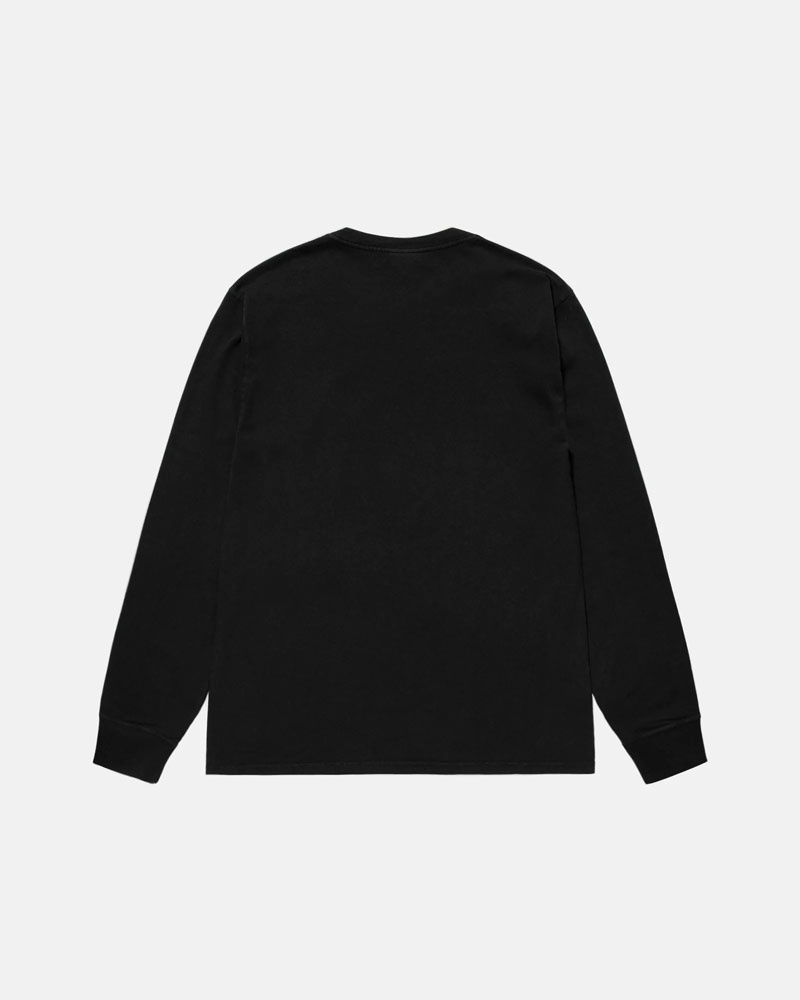 Black Stüssy Small Stock LS Pigment Dyed T-Shirts | USA ZYJIVF754