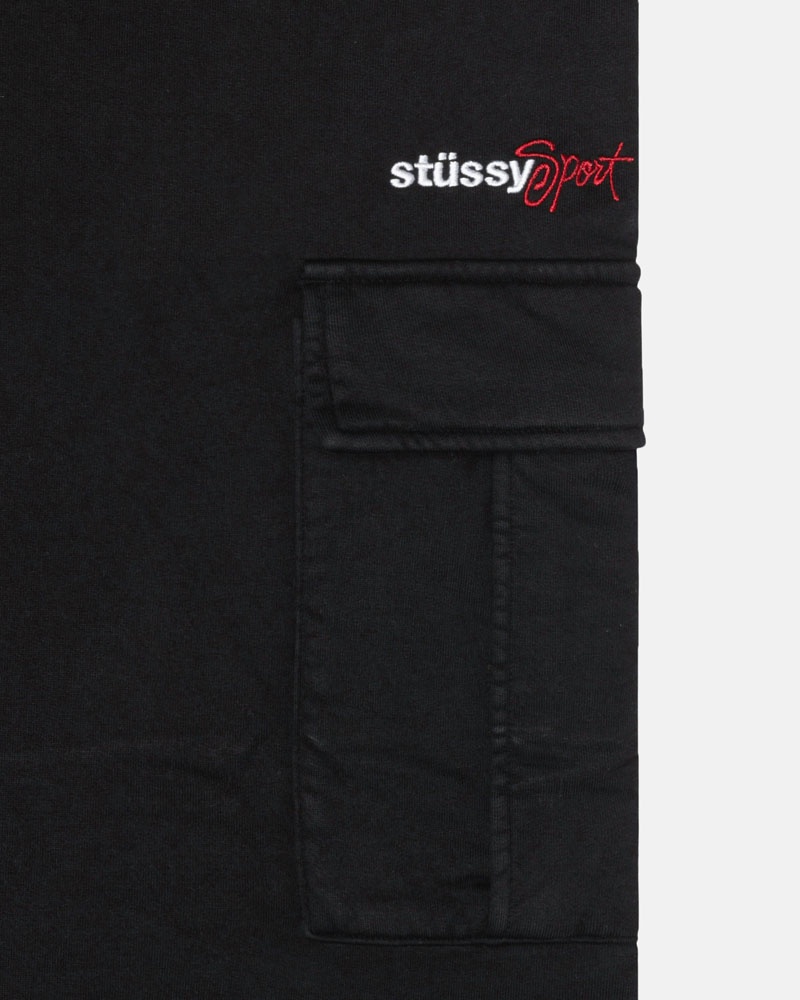 Black Stüssy Sport Cargo Fleece Pants | USA SCGPVH608