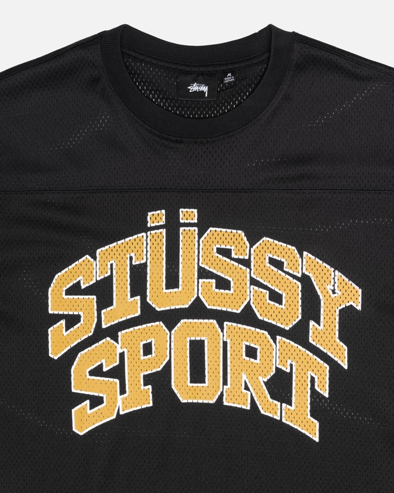 Black Stüssy Sport Mesh Football Jersey T-Shirts | USA WZRAJK687