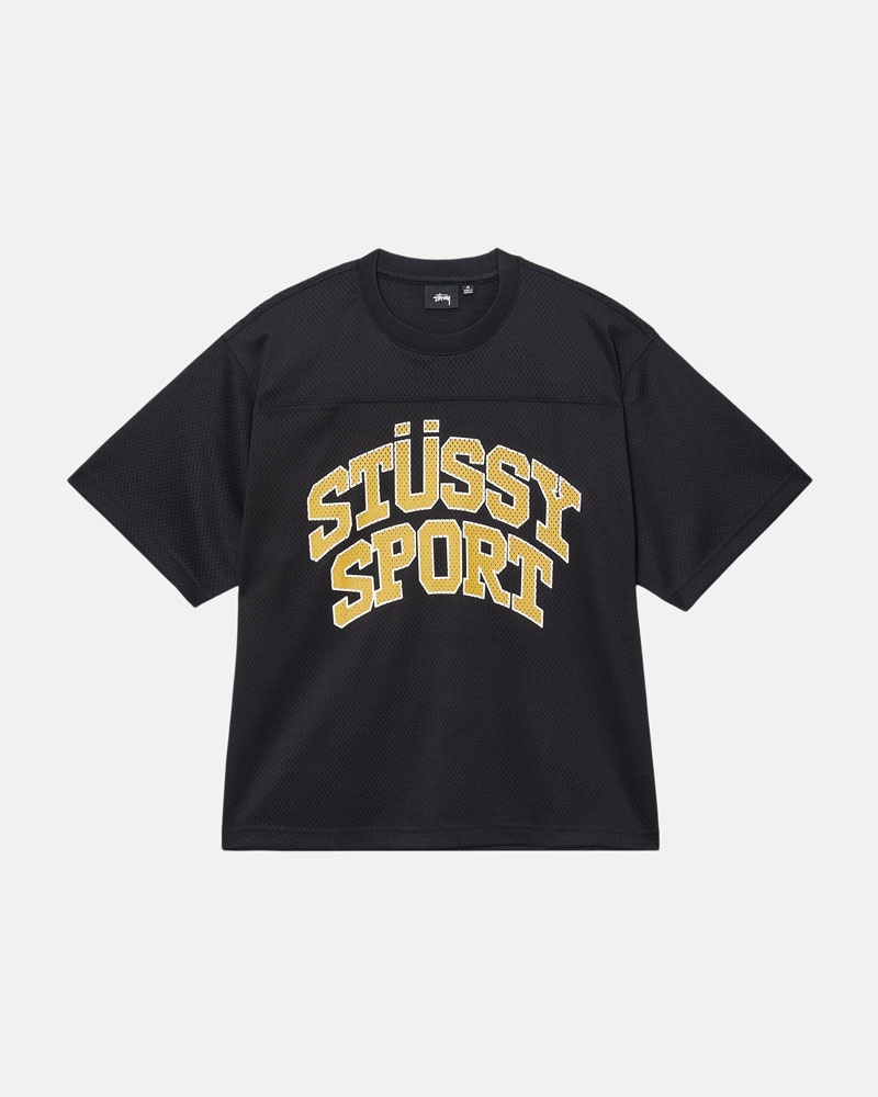 Black Stüssy Sport Mesh Football Jersey T-Shirts | USA WZRAJK687