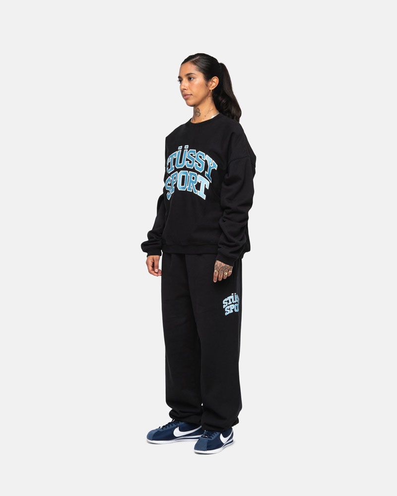 Black Stüssy Sport Sweatpants | USA ISUNKM842