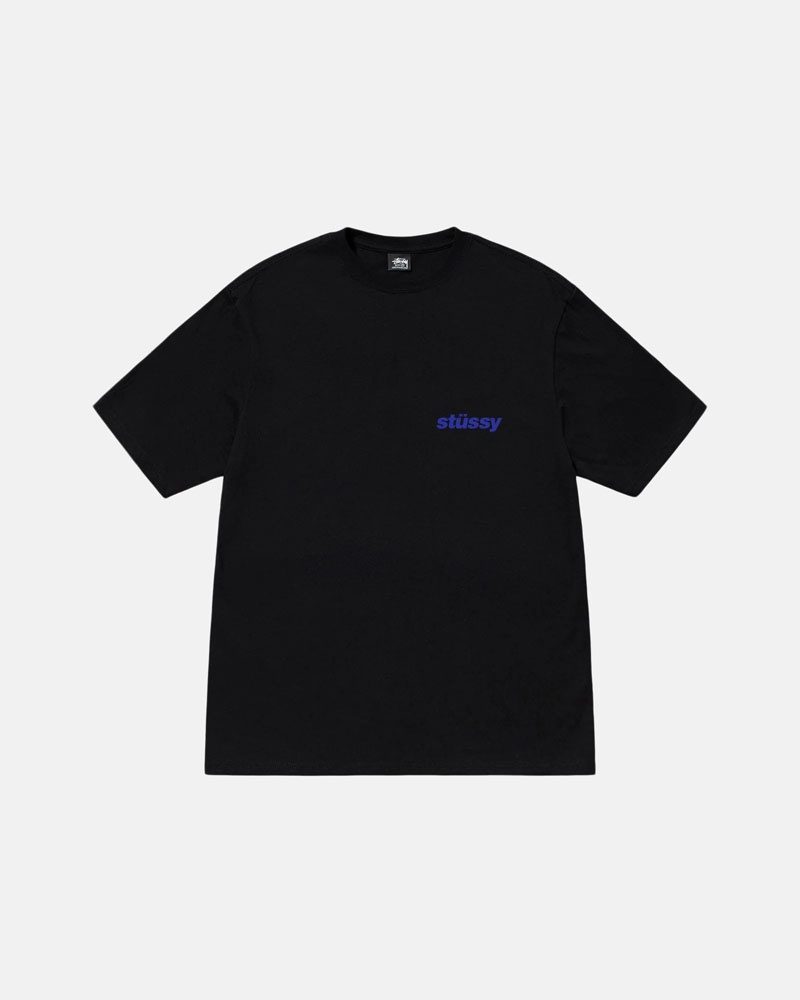 Black Stüssy Stacked T-Shirts | USA ZWCMDJ138