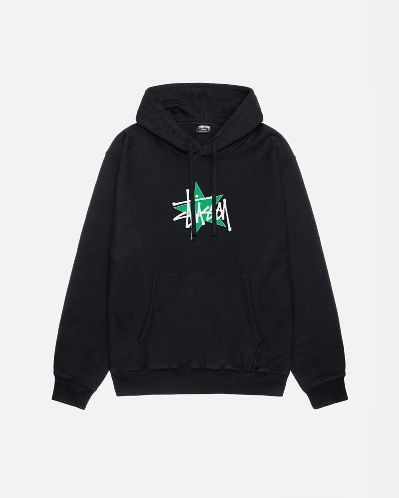 Black Stüssy Star Pigment Dyed Hoodie | USA PJDKAX371