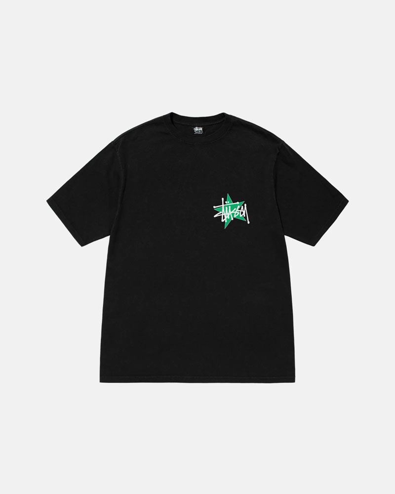 Black Stüssy Star Pigment Dyed T-Shirts | USA VRPTMU986