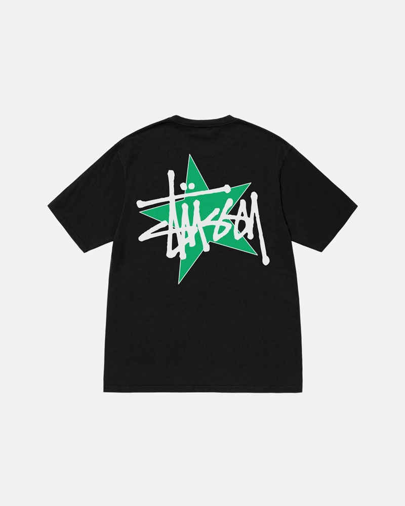 Black Stüssy Star Pigment Dyed T-Shirts | USA VRPTMU986