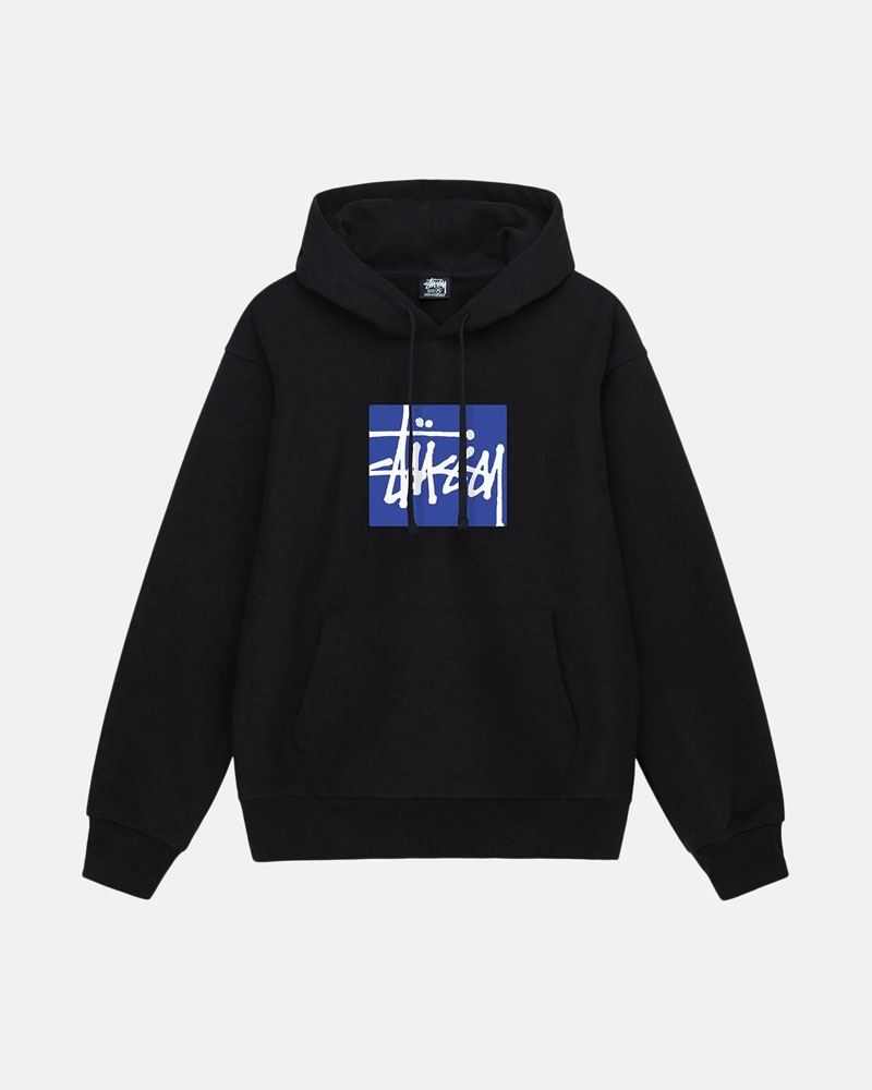 Black Stüssy Stock Box Hoodie | USA KVAMXZ524