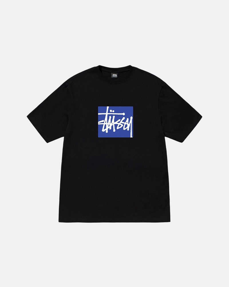 Black Stüssy Stock Box T-Shirts | USA POIMGW924