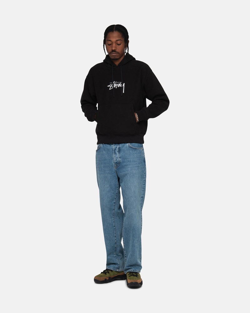 Black Stüssy Stock Logo Applique Hoodie | USA REPNXC387