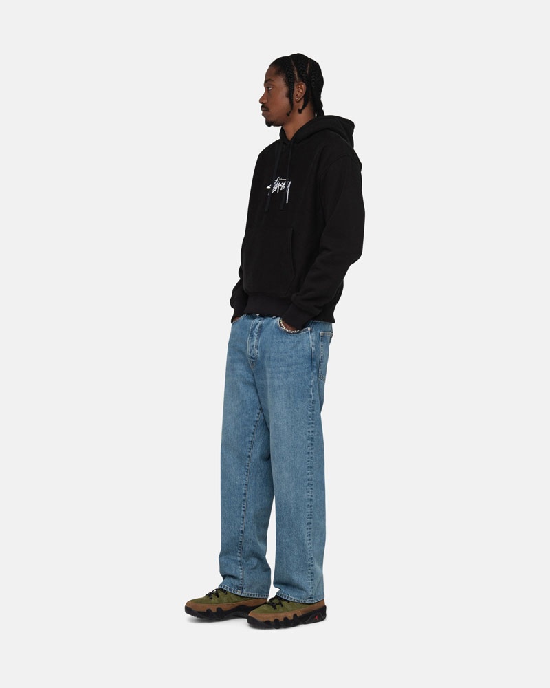 Black Stüssy Stock Logo Applique Hoodie | USA REPNXC387