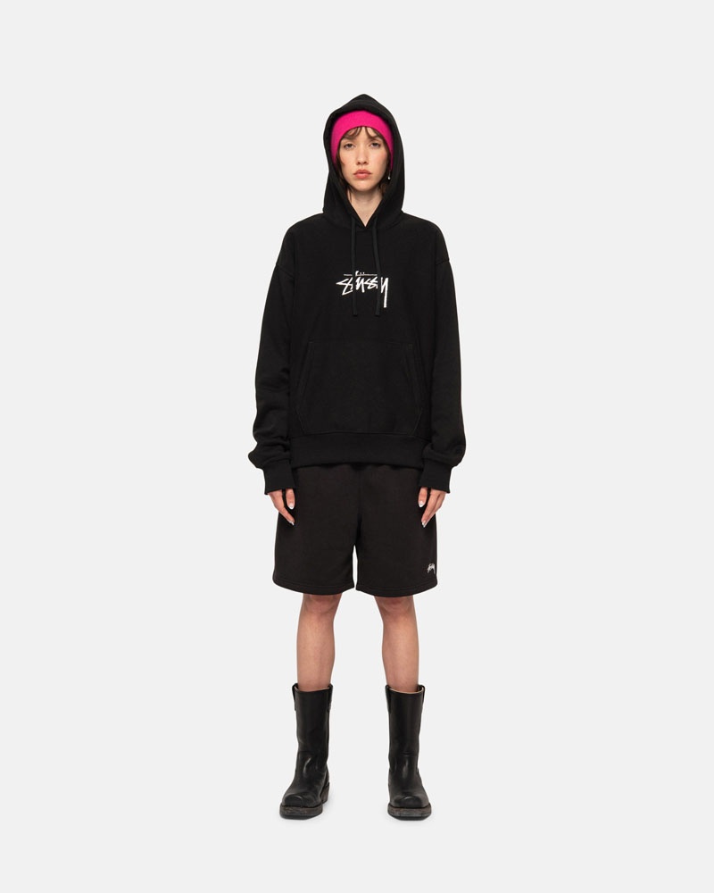 Black Stüssy Stock Logo Applique Hoodie | USA REPNXC387