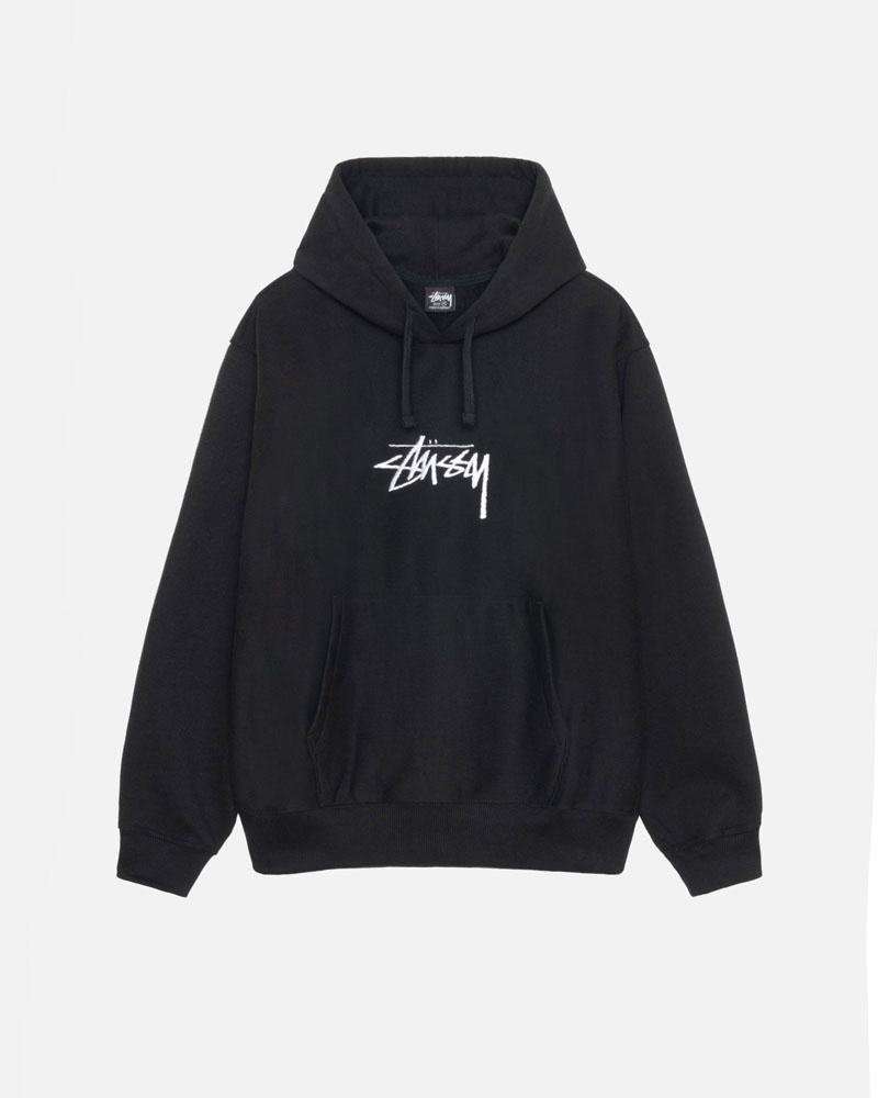 Black Stüssy Stock Logo Applique Hoodie | USA REPNXC387