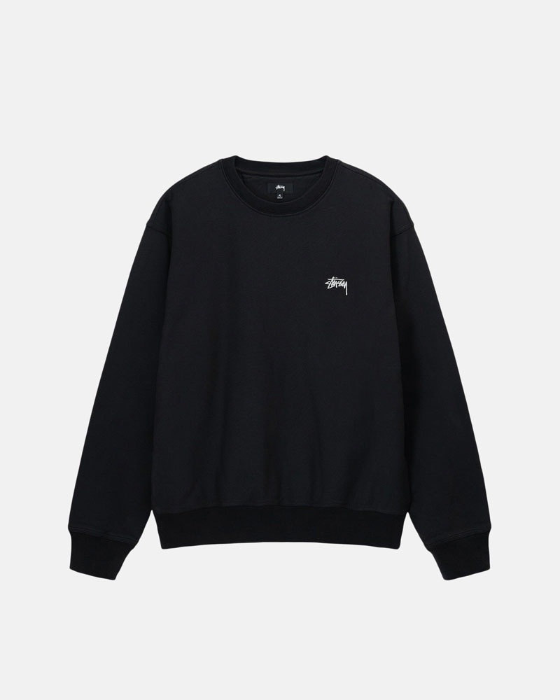 Black Stüssy Stock Logo Crew Sweatshirt | USA WGJIZQ439