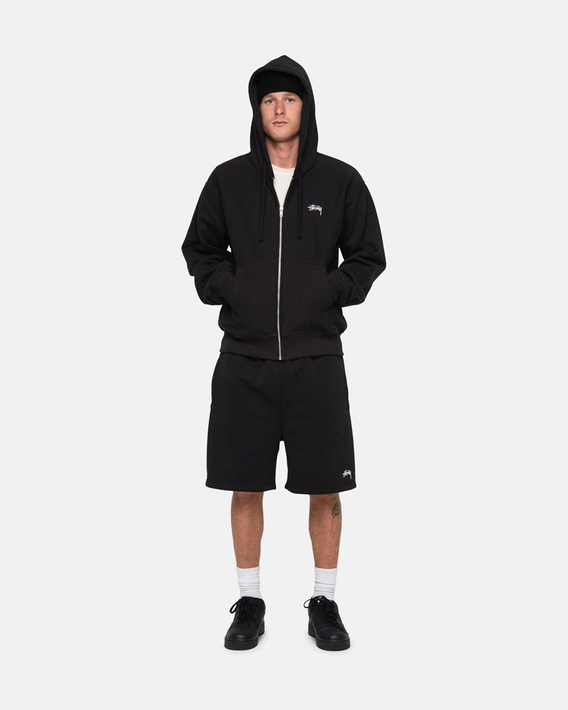 Black Stüssy Stock Logo Sweat Shorts | USA XZBLCM193