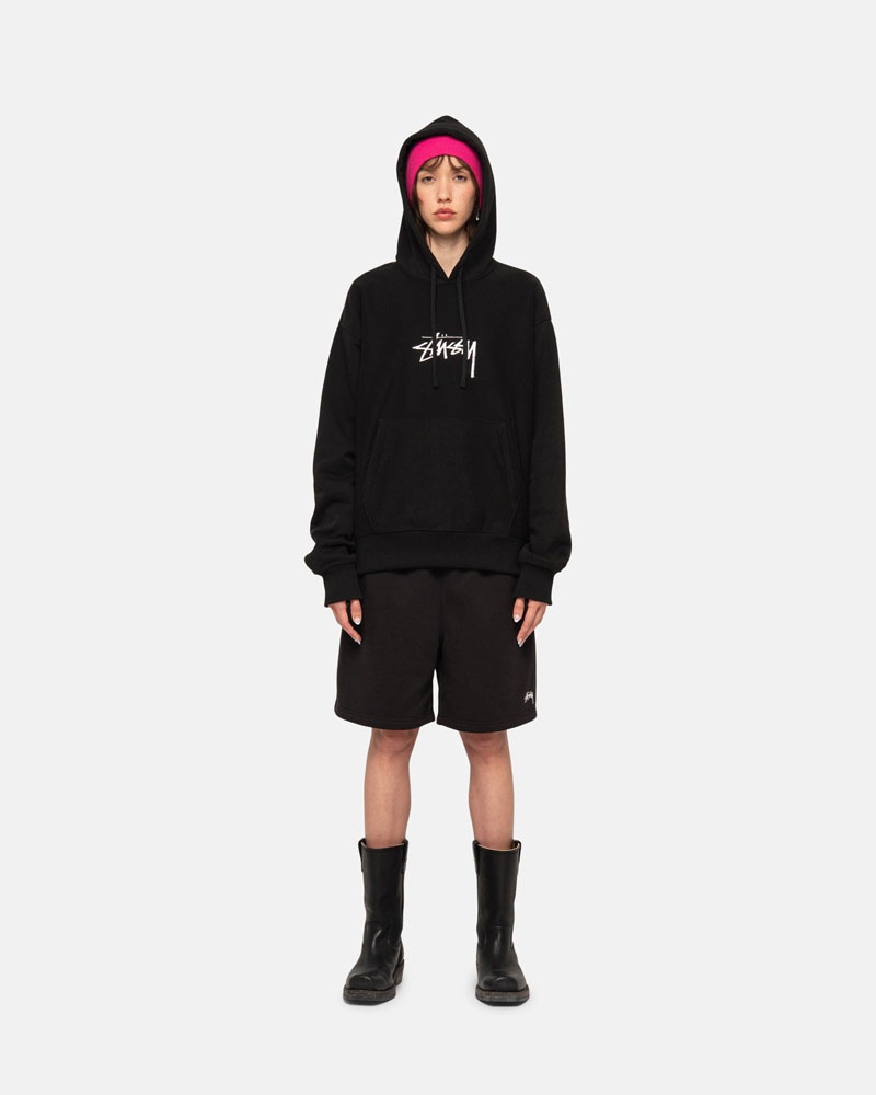 Black Stüssy Stock Logo Sweat Shorts | USA XZBLCM193