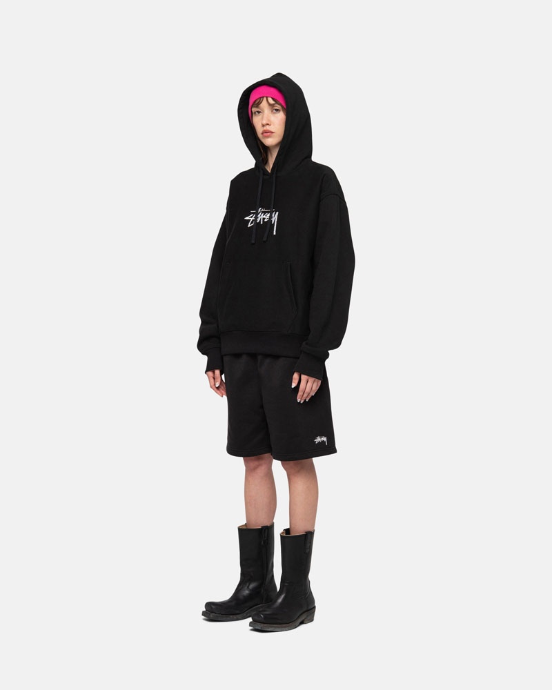 Black Stüssy Stock Logo Sweat Shorts | USA XZBLCM193