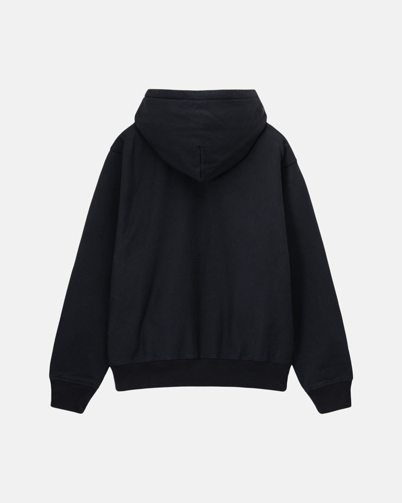 Black Stüssy Stock Logo Zip Hoodie | USA PXODWN187