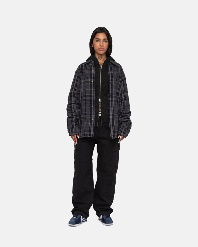 Black Stüssy Stones Plaid Shirts | USA VQWLCJ465