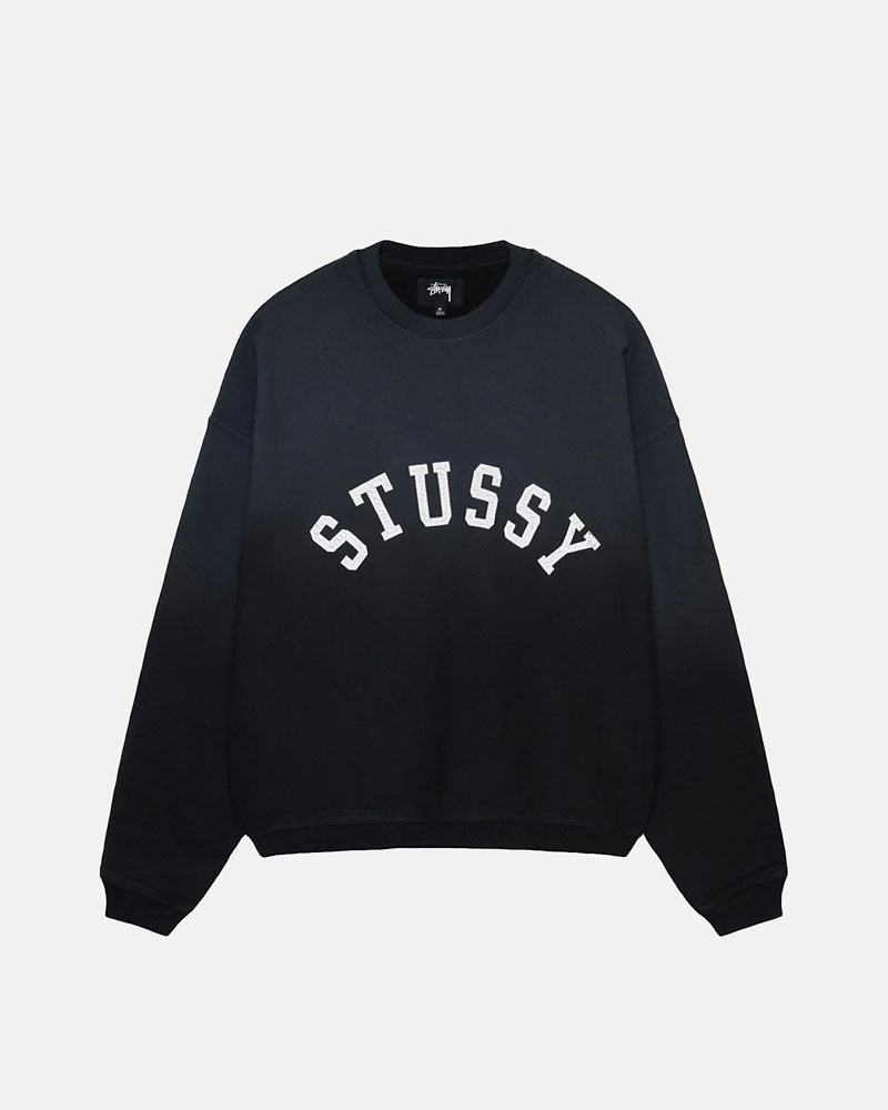 Black Stüssy Sun Faded Oversized Crew Sweatshirt | USA CMYGNE591