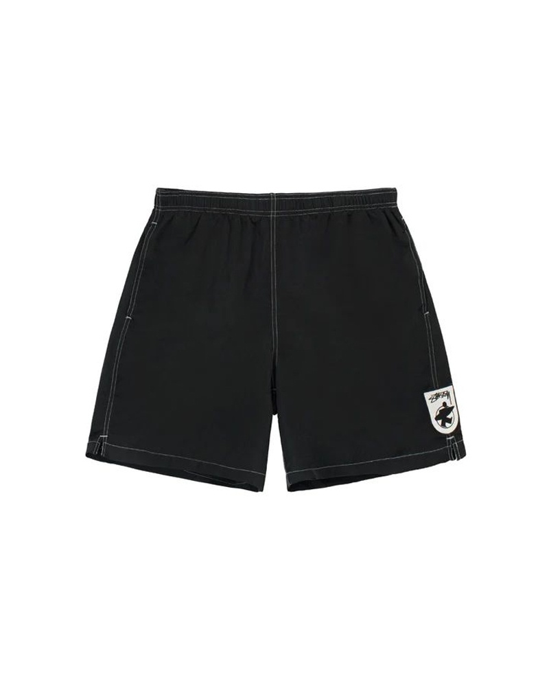 Black Stüssy Surfman Water Shorts | USA QOFBWN895